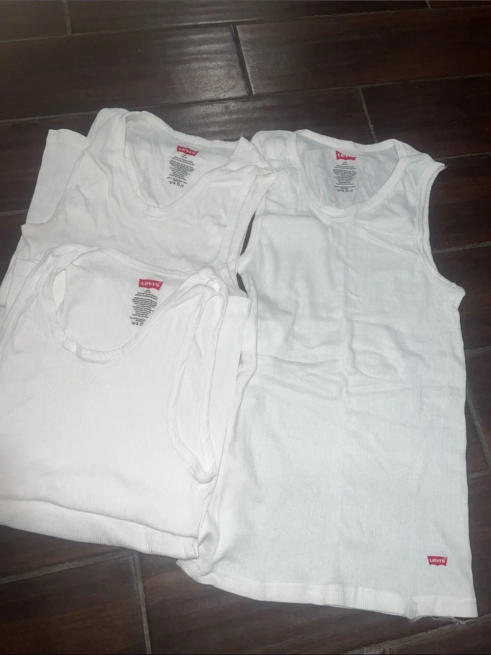 Levi's Kids White Ribbed Tank Tops - Pack of 5